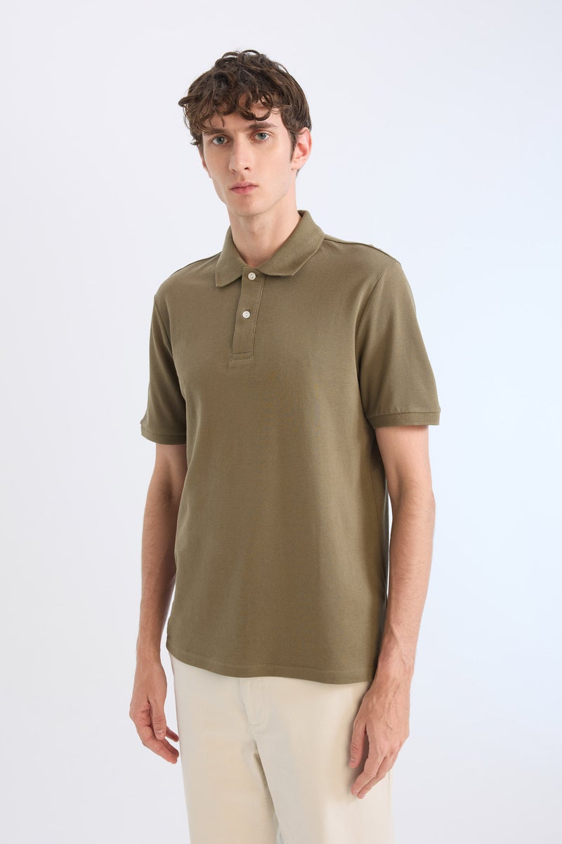 DeFacto Green Man Regular Fit Polo Collar Pique Short Sleeve Polo T-Shirt Casual - Image 3